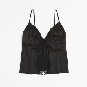 Abercrombie & Fitch Black Satin & Lace Tie Cami
